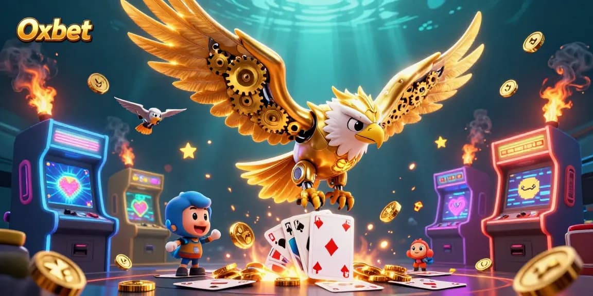 Experience thrilling wins with Oxbet's vibrant casino theme illustration, featuring animated action.