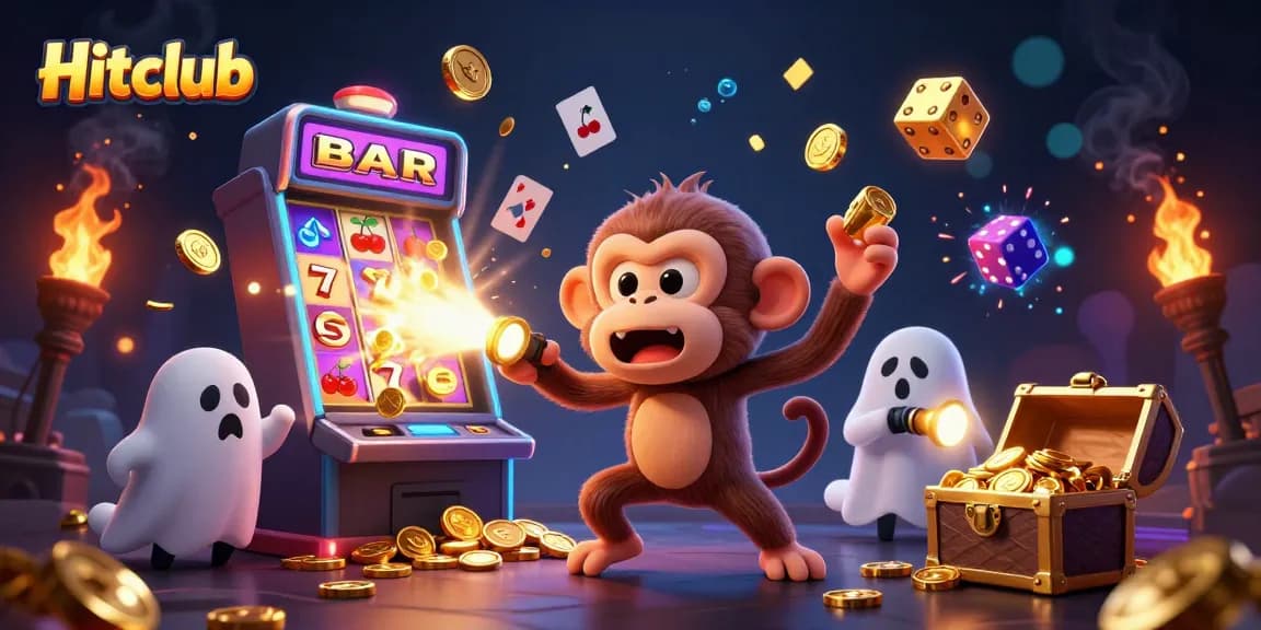 Experience the thrill of Hitclub with a vibrant, animated casino scene featuring juggled golden objects.