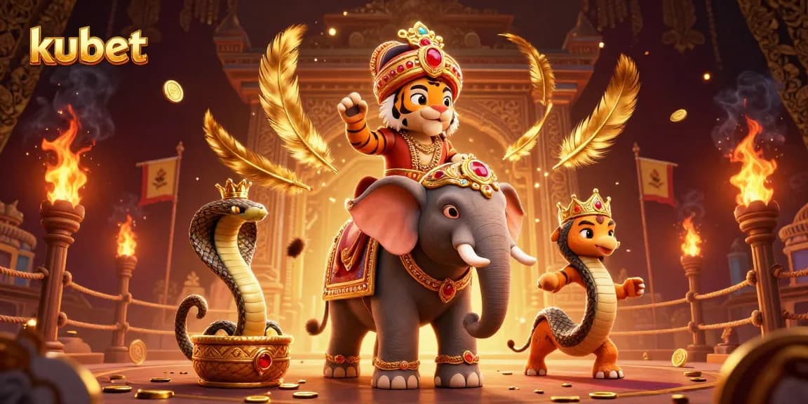 Kubet offers dynamic betting options with an engaging 3D casino scene featuring majestic characters and vibrant elements.