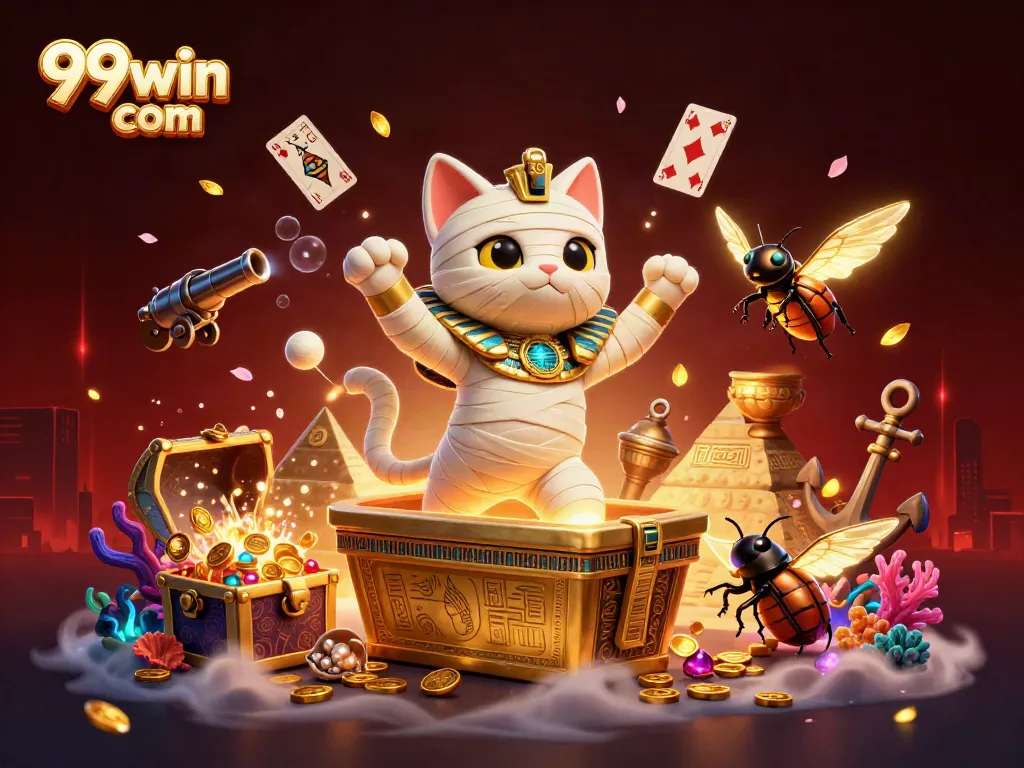 Experience thrilling gameplay at 99win com with an enchanting Egyptian-themed casino illustration.