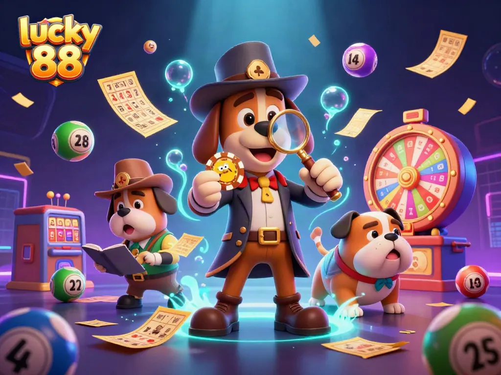 Spin your luck with lucky 88 in this vibrant gaming scene filled with excitement.