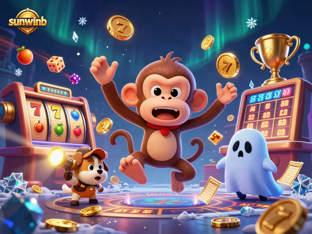 Experience thrilling gaming action at sunwinb with dynamic golden coins and vibrant slot elements.