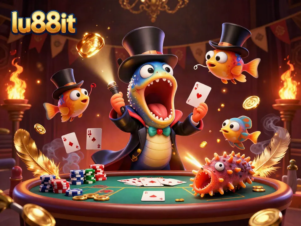 Experience thrilling poker action with lu88it featuring vibrant sea creatures in a dynamic underwater casino.