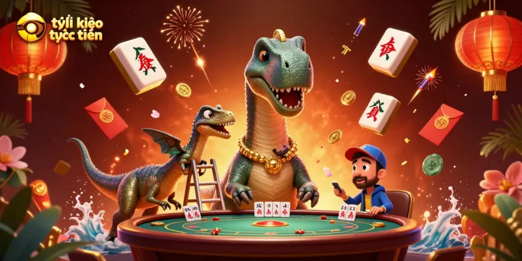 Engage in tỷ lệ kèo trực tuyến with this vibrant 3D casino scene featuring thrilling elements and playful characters.
