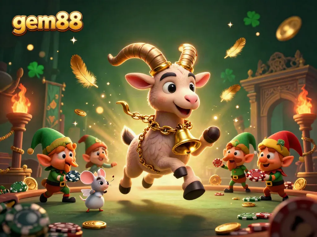 Join the festive gaming action at gem88's holiday-horror casino with Krampus and playful characters.