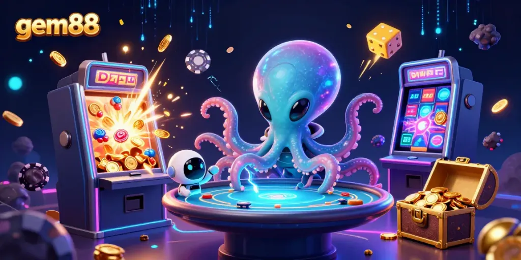 Experience gem88's thrilling alien-themed casino action with vibrant 3D illustrations and dynamic game elements.