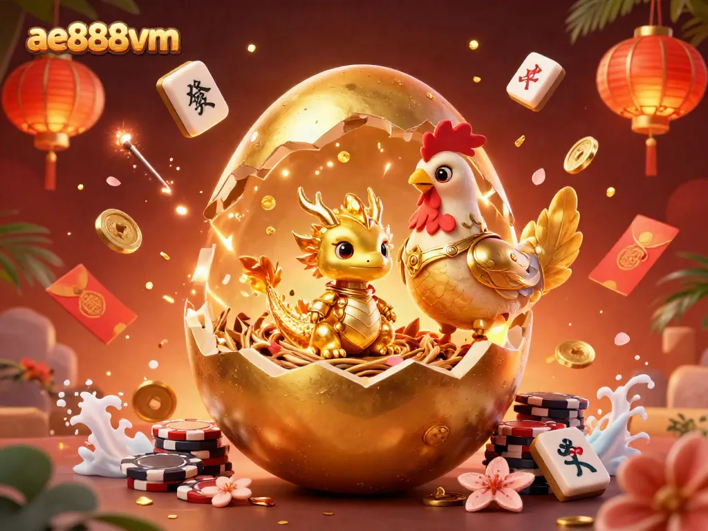 Experience thrilling gaming with ae888vm's golden dragon nest and vibrant casino elements.