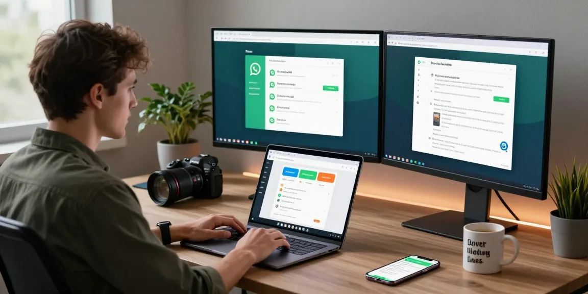 Engaging workspace showcasing WhatsApp網頁版 on laptop with notifications and productivity tools.