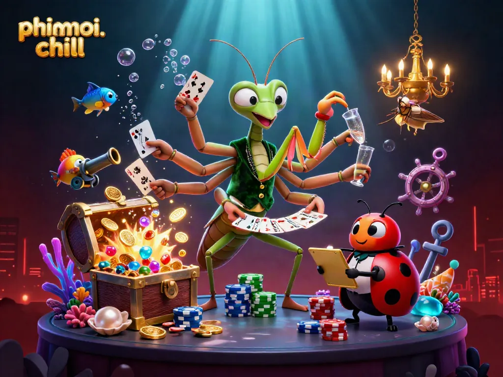 Experience phimmoi. chill with vibrant casino-themed underwater adventure illustration.