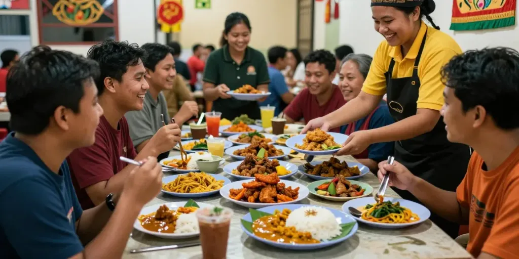 Delicious Nasi Kandar featuring rokok88 link login delights served in vibrant restaurant atmosphere.