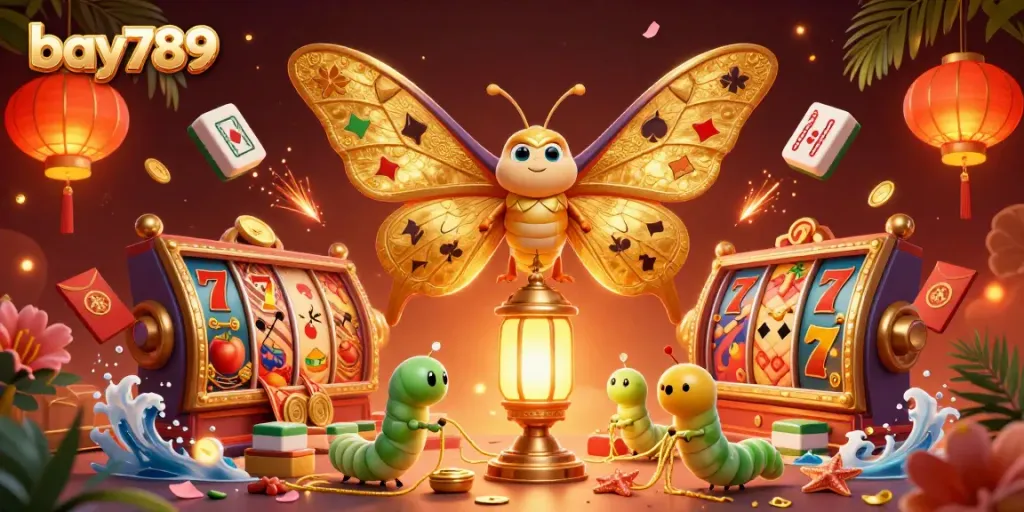 Experience bay789's vibrant casino action with a rich display of games and golden elements.
