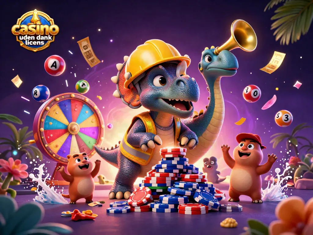 Engage with casino uden dansk licens through exciting games like poker and lottery in a colorful, dynamic scene.