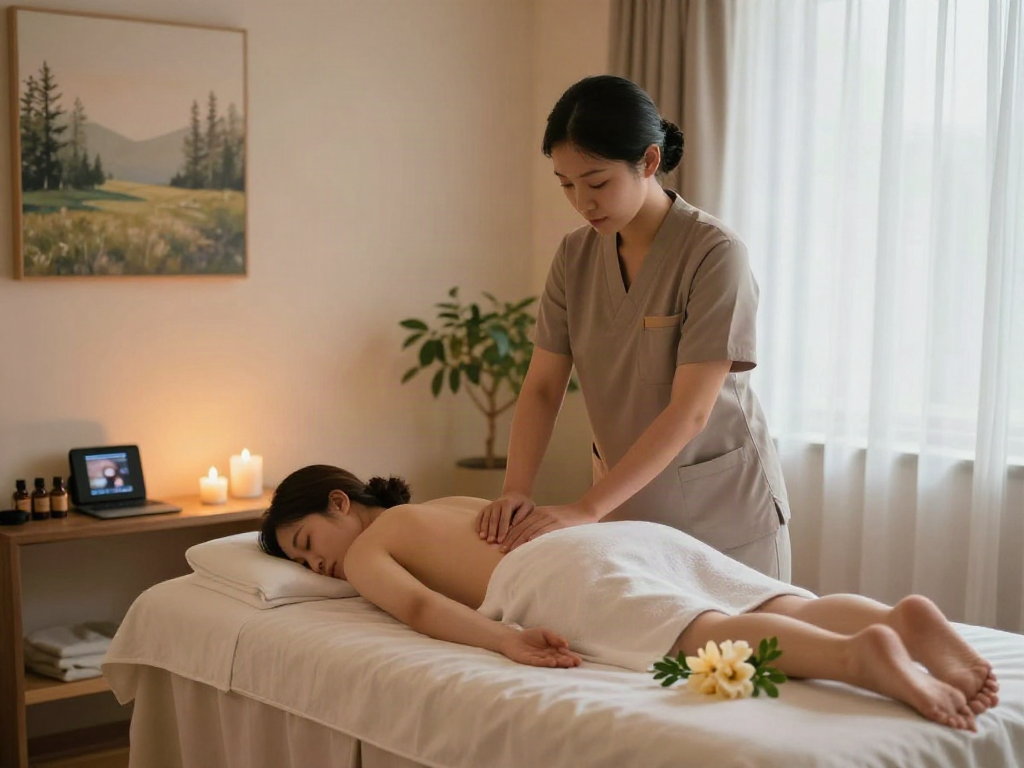 종로출장마사지 session in a calming studio with soothing ambiance and essential oils.