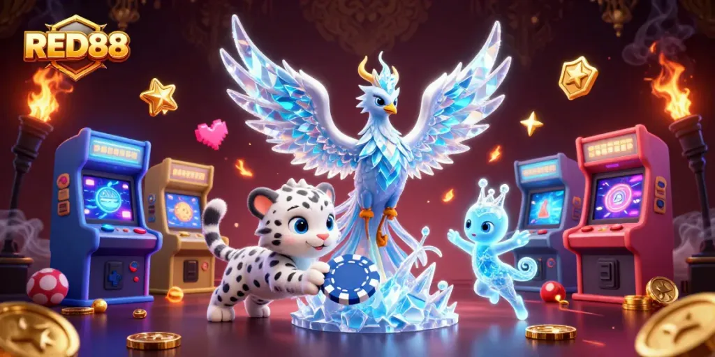 Experience thrilling gameplay at RED88, with immersive casino elements and vibrant illustrations.