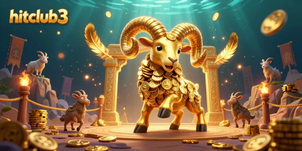 Experience thrilling wins with the hitclub3 golden ram charging through a vibrant casino battle arena.