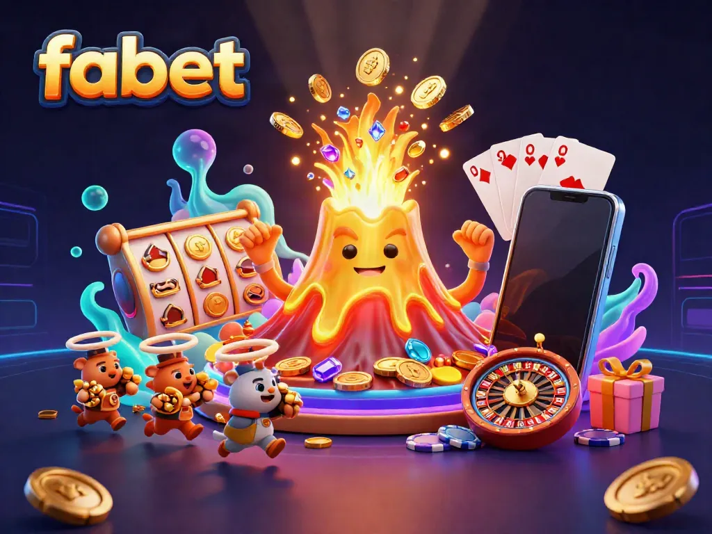 Experience excitement and treasure with fabet's dynamic gaming universe, featuring a golden volcano and thrilling slot games.