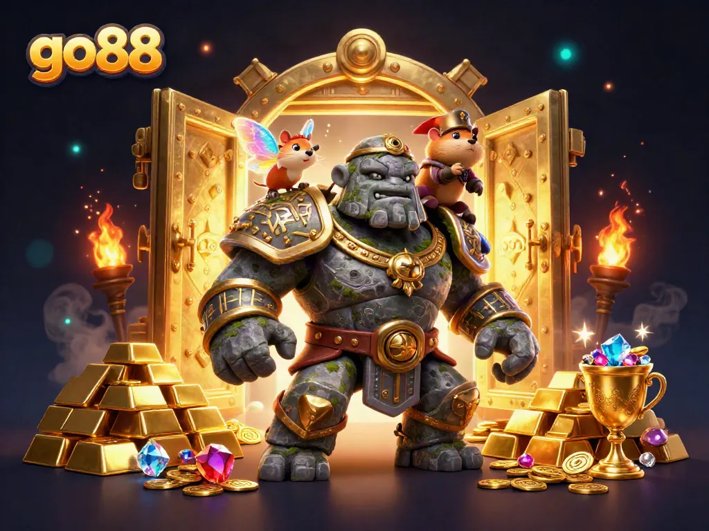 Experience thrilling gameplay with go88 in a vibrant casino scene full of treasure and magic.