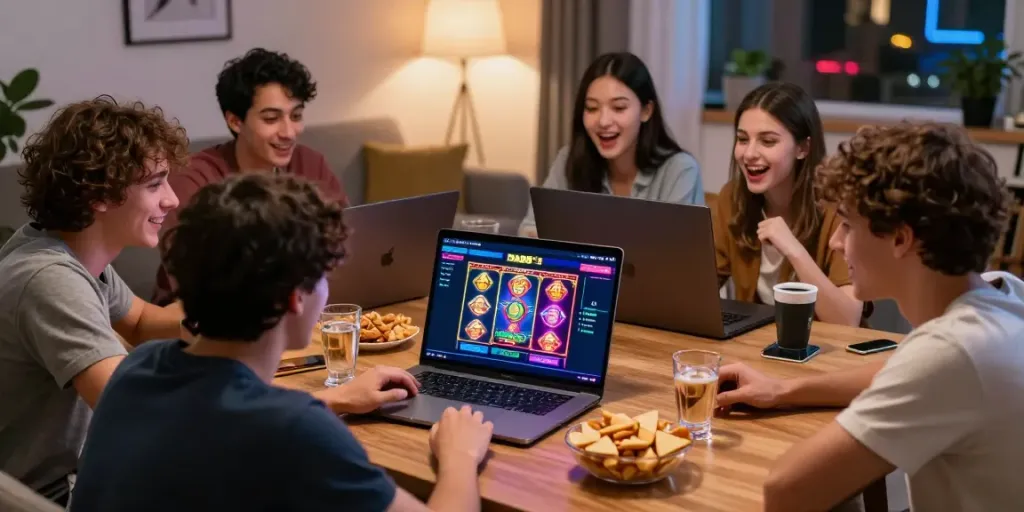 Dynamic online gaming experience featuring DA88's slot games in a lively setting.