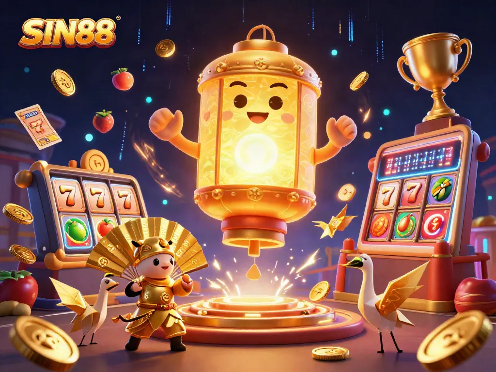 SIN88 captures players' excitement with a vibrant 3D slot game scene filled with dynamic symbols and energetic elements.