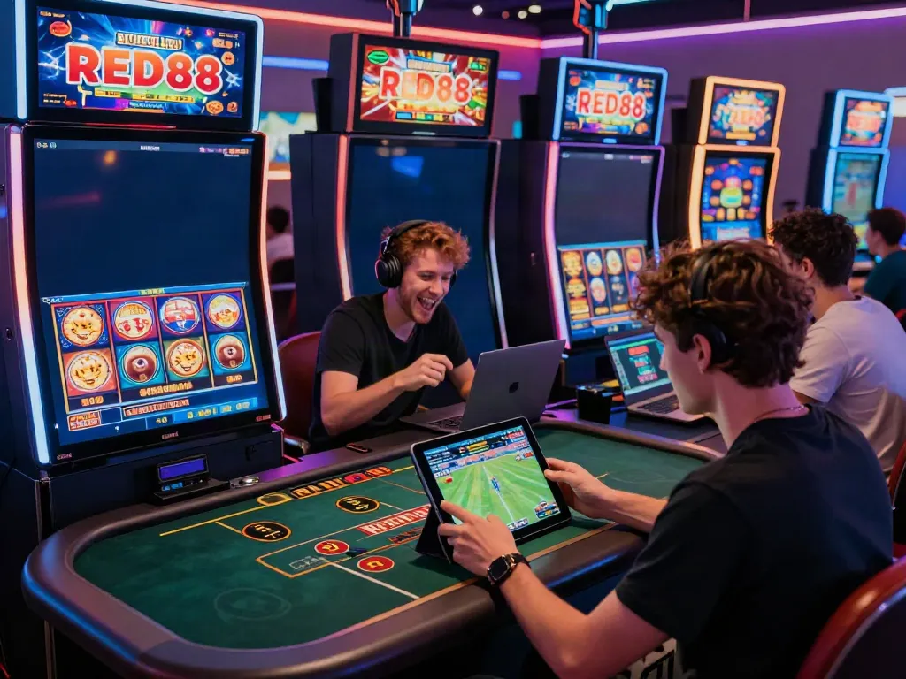 Engaged players enjoying various betting activities on https://red88.limited/ in a vibrant online gaming environment.