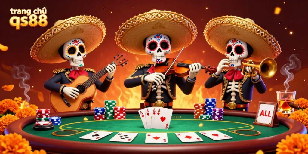 Engage with the vibrant scene of trang chủ qs88 showcasing a lively mariachi band in a casino setting.