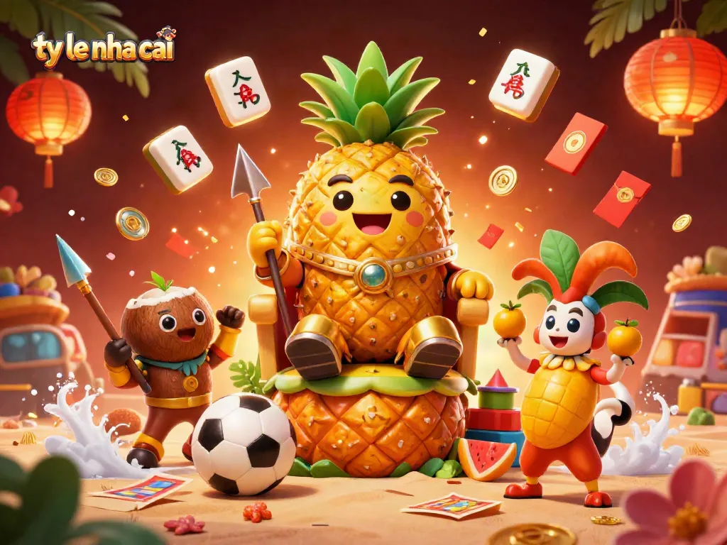 Engage in thrilling sports betting with ty le nha cai's tropical casino ambiance featuring vivid characters and dynamic action.