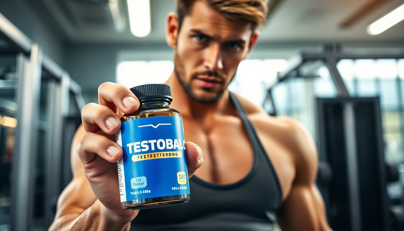 Testobal C Testosteron Cypionate wordt vastgelegd door een sportieve atleet in een moderne sportschool.
