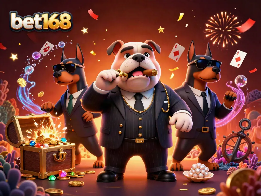 Join the excitement at bet168 with thrilling casino adventures in a vibrant 3D scene.