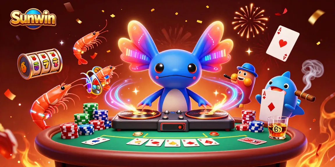 Spin and win with Sunwin's vibrant casino scene featuring unique characters and jackpot elements.