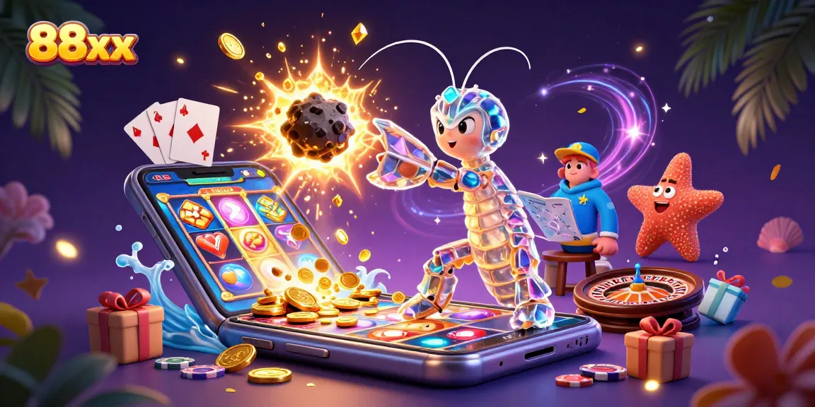Engage with 88xx through a vibrant 3D scene showcasing action-packed slot gaming excitement.