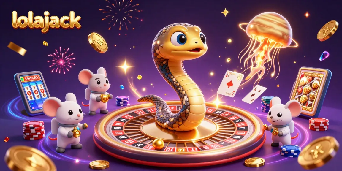 Spin the roulette wheel with lolajack's cosmic dealer and winning charms in a vibrant casino scene.