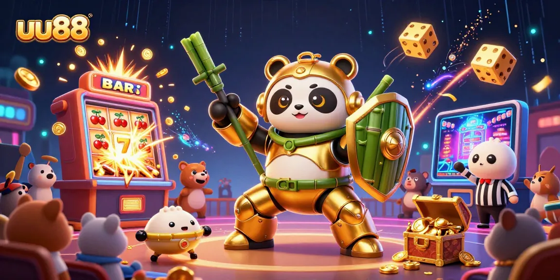 Experience the excitement of uu88 with a vibrant 3D casino illustration showcasing thrilling gaming elements and energetic characters.