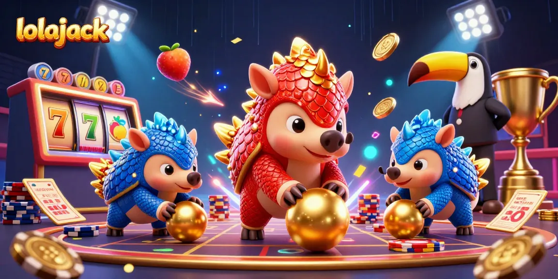 Experience thrilling gaming excitement at lolajack with vibrant 3D characters battling through a dynamic casino scene.