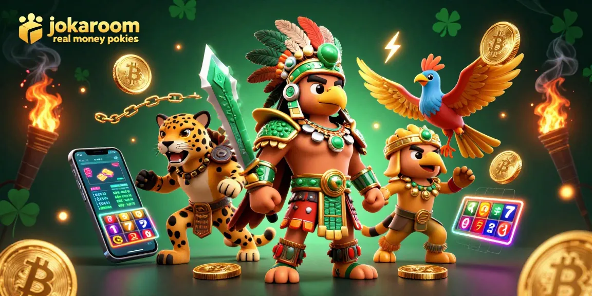 Engage with jokaroom real money pokies through dynamic Aztec-inspired warriors and vibrant gaming elements.