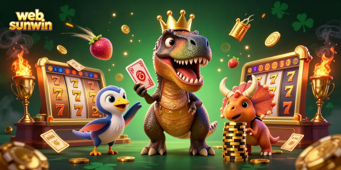 Experience thrilling gaming adventures on web sunwin with colorful slot reels and animated characters.