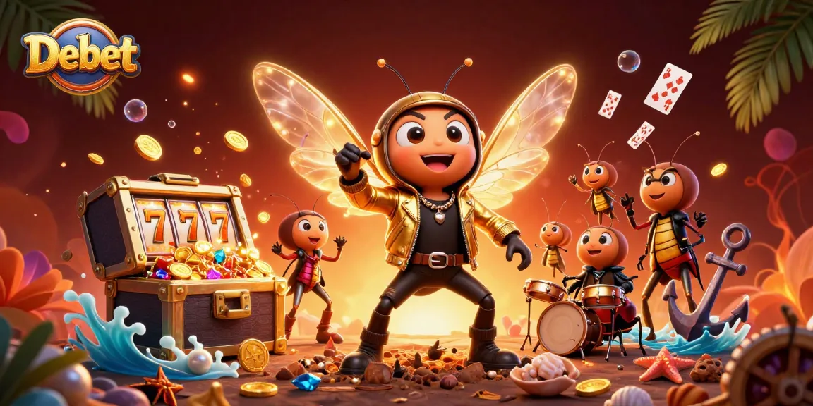Experience exciting wins at Debet Casino with cartoon rock stars and dynamic game elements
