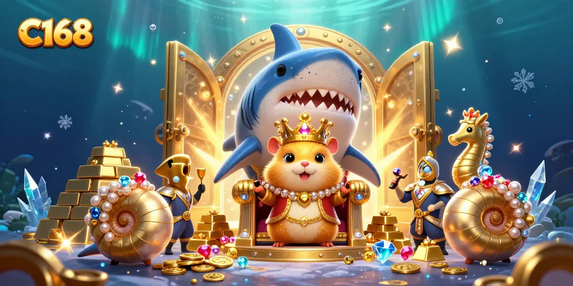 Experience the thrill with C168's captivating underwater casino adventure featuring a golden hamster king and treasures.