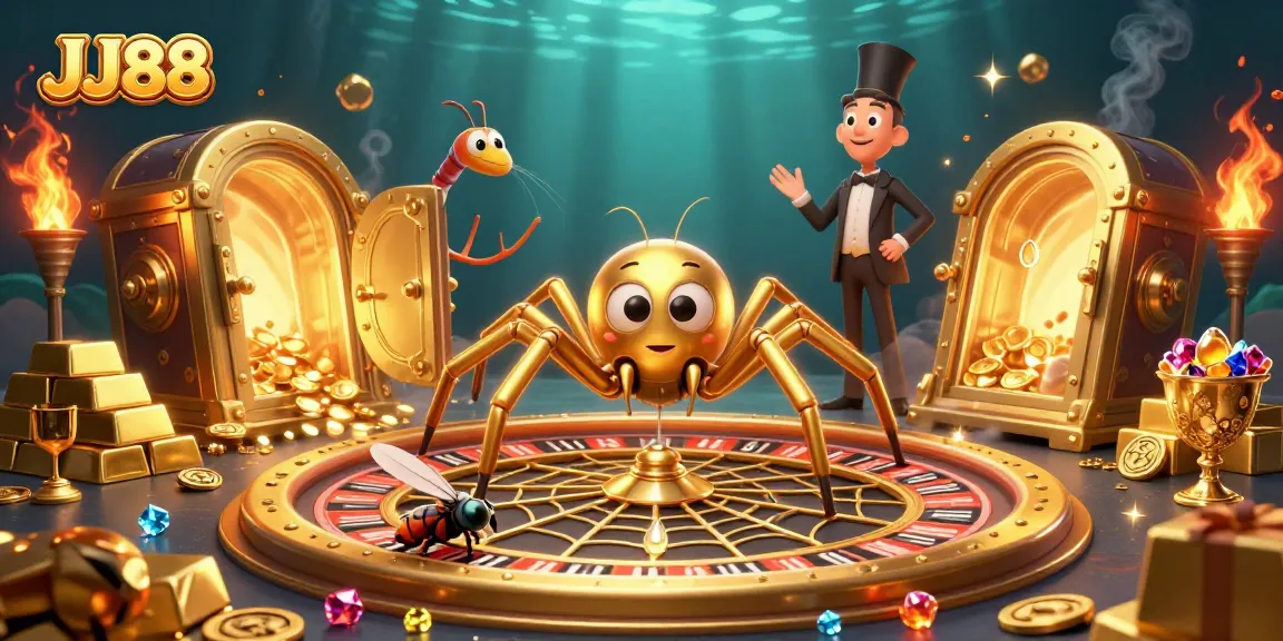 Experience excitement at JJ88 with a golden web roulette and a unique spinning croupier.